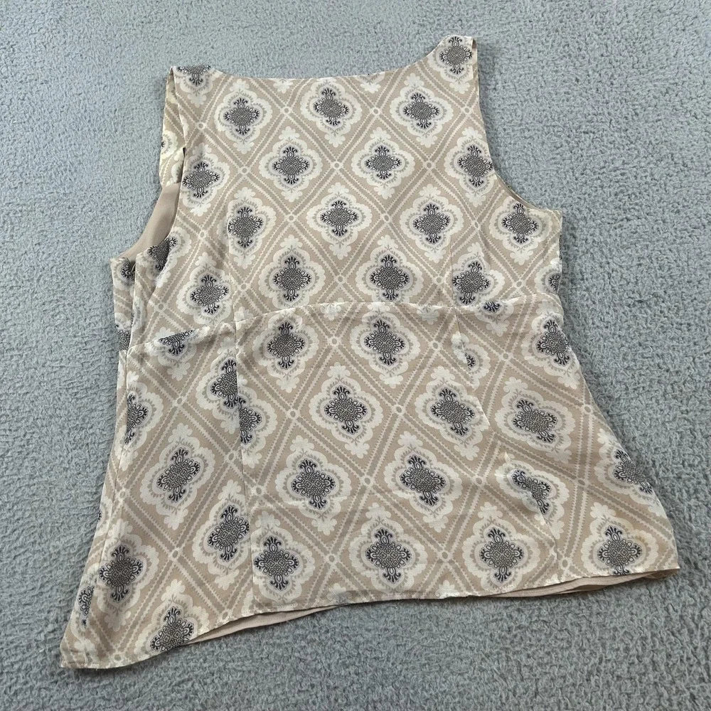LOFT Blouse Womens 10 Beige Geometric Sleeveless Sweetheart Camisole Lined - Picture 2 of 13